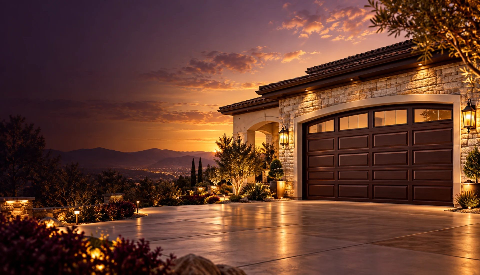 Luxury garage door exterior in Beaumont California