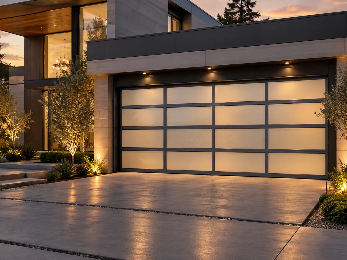 Contemporary glass garage door style
